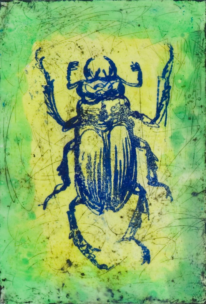 Bug, 6" x 4" mixed media encaustic