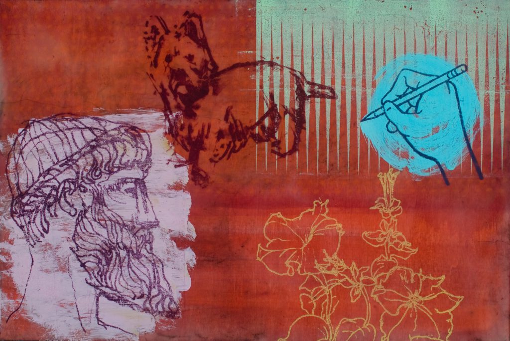 Glamour Profession, 16" x 24" mixed media encaustic