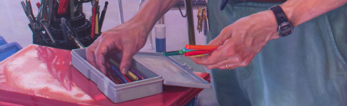 Detail- Art Teacher 48" x 40" oil on linen